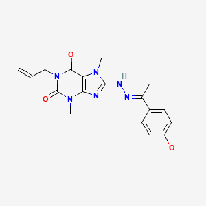 (E)-1-allyl-8-(2-(1-(4-methoxyphenyl)ethylidene)hydrazinyl)-3,7-dimethyl-1H-purine-2,6(3H,7H)-dione