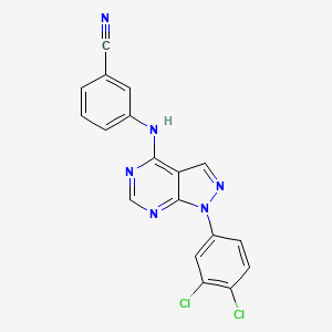 molecular formula C18H10Cl2N6 B3408938 3-{[1-(3,4-dichlorophenyl)-1H-pyrazolo[3,4-d]pyrimidin-4-yl]amino}benzonitrile CAS No. 887225-16-3