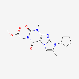 molecular formula C17H21N5O4 B3408962 methyl 2-{8-cyclopentyl-1,7-dimethyl-2,4-dioxo-1H,2H,3H,4H,8H-imidazo[1,2-g]purin-3-yl}acetate CAS No. 887672-01-7