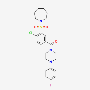 molecular formula C23H27ClFN3O3S B3408984 1-{2-Chloro-5-[4-(4-fluorophenyl)piperazine-1-carbonyl]benzenesulfonyl}azepane CAS No. 887890-10-0
