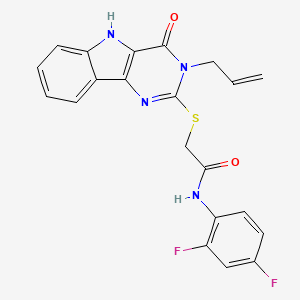 molecular formula C21H16F2N4O2S B3408992 2-((3-allyl-4-oxo-4,5-dihydro-3H-pyrimido[5,4-b]indol-2-yl)thio)-N-(2,4-difluorophenyl)acetamide CAS No. 888447-35-6