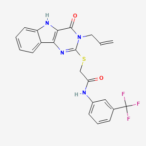 molecular formula C22H17F3N4O2S B3408996 2-((3-allyl-4-oxo-4,5-dihydro-3H-pyrimido[5,4-b]indol-2-yl)thio)-N-(3-(trifluoromethyl)phenyl)acetamide CAS No. 888448-03-1