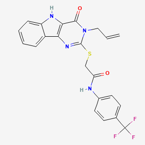 molecular formula C22H17F3N4O2S B3408997 2-((3-allyl-4-oxo-4,5-dihydro-3H-pyrimido[5,4-b]indol-2-yl)thio)-N-(4-(trifluoromethyl)phenyl)acetamide CAS No. 888448-10-0