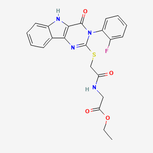 molecular formula C22H19FN4O4S B3409026 ethyl 2-(2-((3-(2-fluorophenyl)-4-oxo-4,5-dihydro-3H-pyrimido[5,4-b]indol-2-yl)thio)acetamido)acetate CAS No. 888451-68-1