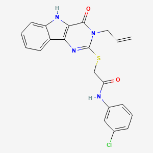 molecular formula C21H17ClN4O2S B3409030 2-((3-allyl-4-oxo-4,5-dihydro-3H-pyrimido[5,4-b]indol-2-yl)thio)-N-(3-chlorophenyl)acetamide CAS No. 888452-49-1