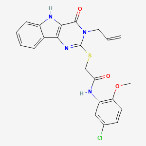 molecular formula C22H19ClN4O3S B3409033 2-((3-allyl-4-oxo-4,5-dihydro-3H-pyrimido[5,4-b]indol-2-yl)thio)-N-(5-chloro-2-methoxyphenyl)acetamide CAS No. 888452-81-1