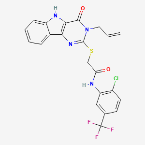 molecular formula C22H16ClF3N4O2S B3409037 2-((3-allyl-4-oxo-4,5-dihydro-3H-pyrimido[5,4-b]indol-2-yl)thio)-N-(2-chloro-5-(trifluoromethyl)phenyl)acetamide CAS No. 888452-89-9