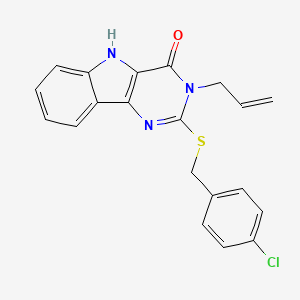 molecular formula C20H16ClN3OS B3409041 3-allyl-2-((4-chlorobenzyl)thio)-3H-pyrimido[5,4-b]indol-4(5H)-one CAS No. 888453-13-2