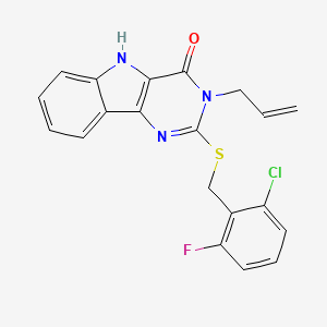 molecular formula C20H15ClFN3OS B3409044 3-allyl-2-((2-chloro-6-fluorobenzyl)thio)-3H-pyrimido[5,4-b]indol-4(5H)-one CAS No. 888453-21-2