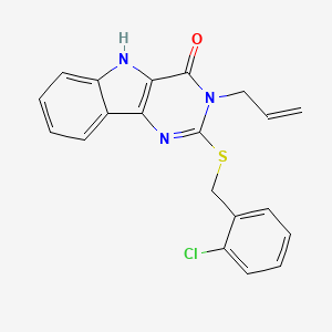 molecular formula C20H16ClN3OS B3409052 3-allyl-2-((2-chlorobenzyl)thio)-3H-pyrimido[5,4-b]indol-4(5H)-one CAS No. 888453-29-0