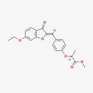 molecular formula C21H20O6 B3409071 (Z)-methyl 2-(4-((6-ethoxy-3-oxobenzofuran-2(3H)-ylidene)methyl)phenoxy)propanoate CAS No. 890010-61-4