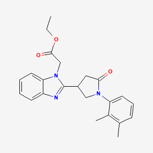 molecular formula C23H25N3O3 B3409085 ethyl {2-[1-(2,3-dimethylphenyl)-5-oxopyrrolidin-3-yl]-1H-benzimidazol-1-yl}acetate CAS No. 890638-81-0