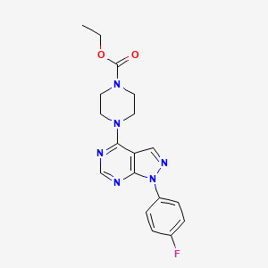molecular formula C18H19FN6O2 B3409090 ethyl 4-(1-(4-fluorophenyl)-1H-pyrazolo[3,4-d]pyrimidin-4-yl)piperazine-1-carboxylate CAS No. 890881-18-2