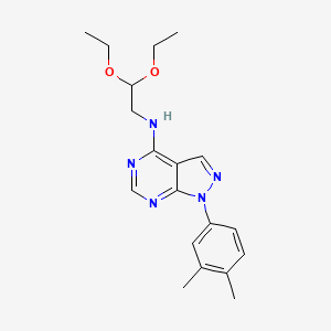 molecular formula C19H25N5O2 B3409091 N-(2,2-diethoxyethyl)-1-(3,4-dimethylphenyl)-1H-pyrazolo[3,4-d]pyrimidin-4-amine CAS No. 890889-97-1