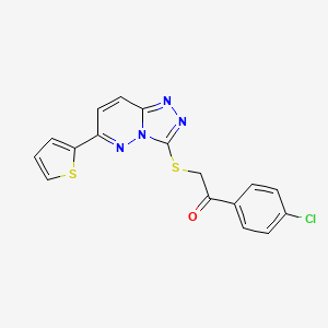 molecular formula C17H11ClN4OS2 B3409153 1-(4-Chlorophenyl)-2-((6-(thiophen-2-yl)-[1,2,4]triazolo[4,3-b]pyridazin-3-yl)thio)ethanone CAS No. 891102-12-8