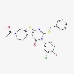 molecular formula C24H19ClFN3O2S2 B3409227 7-acetyl-2-(benzylthio)-3-(3-chloro-4-fluorophenyl)-5,6,7,8-tetrahydropyrido[4',3':4,5]thieno[2,3-d]pyrimidin-4(3H)-one CAS No. 892281-51-5