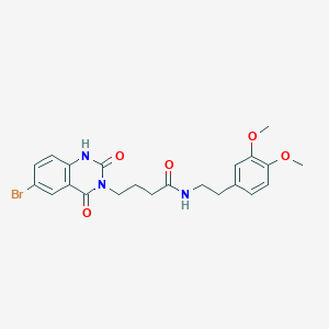 molecular formula C22H24BrN3O5 B3409242 4-(6-bromo-2,4-dioxo-1,2-dihydroquinazolin-3(4H)-yl)-N-(3,4-dimethoxyphenethyl)butanamide CAS No. 892285-45-9