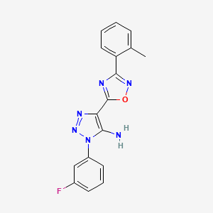 molecular formula C17H13FN6O B3409276 1-(3-fluorophenyl)-4-(3-(o-tolyl)-1,2,4-oxadiazol-5-yl)-1H-1,2,3-triazol-5-amine CAS No. 892743-71-4