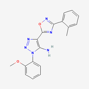 molecular formula C18H16N6O2 B3409282 1-(2-methoxyphenyl)-4-(3-(o-tolyl)-1,2,4-oxadiazol-5-yl)-1H-1,2,3-triazol-5-amine CAS No. 892744-48-8