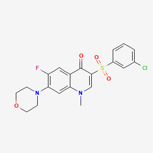 molecular formula C20H18ClFN2O4S B3409335 3-((3-chlorophenyl)sulfonyl)-6-fluoro-1-methyl-7-morpholinoquinolin-4(1H)-one CAS No. 892756-22-8