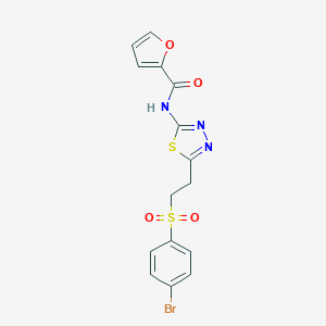 molecular formula C15H12BrN3O4S2 B340934 N-(5-{2-[(4-bromophenyl)sulfonyl]ethyl}-1,3,4-thiadiazol-2-yl)-2-furamide 