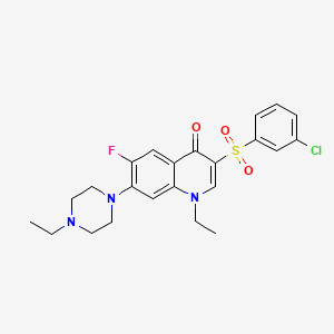 molecular formula C23H25ClFN3O3S B3409349 3-((3-chlorophenyl)sulfonyl)-1-ethyl-7-(4-ethylpiperazin-1-yl)-6-fluoroquinolin-4(1H)-one CAS No. 892757-48-1