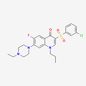 molecular formula C24H27ClFN3O3S B3409358 3-((3-chlorophenyl)sulfonyl)-7-(4-ethylpiperazin-1-yl)-6-fluoro-1-propylquinolin-4(1H)-one CAS No. 892758-17-7