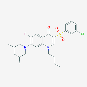 1-butyl-3-[(3-chlorophenyl)sulfonyl]-7-(3,5-dimethylpiperidin-1-yl)-6-fluoroquinolin-4(1H)-one