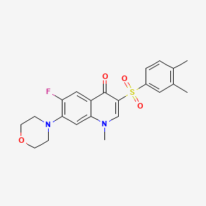 molecular formula C22H23FN2O4S B3409412 3-((3,4-dimethylphenyl)sulfonyl)-6-fluoro-1-methyl-7-morpholinoquinolin-4(1H)-one CAS No. 892765-60-5
