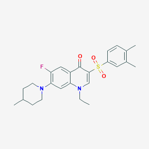 molecular formula C25H29FN2O3S B3409427 3-((3,4-dimethylphenyl)sulfonyl)-1-ethyl-6-fluoro-7-(4-methylpiperidin-1-yl)quinolin-4(1H)-one CAS No. 892766-00-6