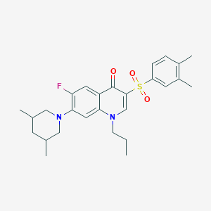 molecular formula C27H33FN2O3S B3409435 3-(3,4-Dimethylbenzenesulfonyl)-7-(3,5-dimethylpiperidin-1-yl)-6-fluoro-1-propyl-1,4-dihydroquinolin-4-one CAS No. 892766-96-0