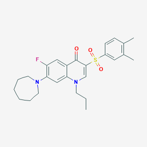 molecular formula C26H31FN2O3S B3409446 7-azepan-1-yl-3-[(3,4-dimethylphenyl)sulfonyl]-6-fluoro-1-propylquinolin-4(1H)-one CAS No. 892767-28-1