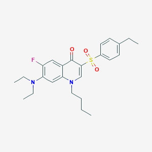molecular formula C25H31FN2O3S B3409462 1-butyl-7-(diethylamino)-3-((4-ethylphenyl)sulfonyl)-6-fluoroquinolin-4(1H)-one CAS No. 892771-26-5