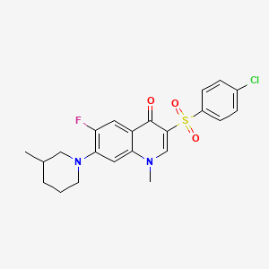 3-((4-chlorophenyl)sulfonyl)-6-fluoro-1-methyl-7-(3-methylpiperidin-1-yl)quinolin-4(1H)-one