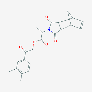 molecular formula C22H23NO5 B340953 2-(3,4-dimethylphenyl)-2-oxoethyl 2-(1,3-dioxo-1,3,3a,4,7,7a-hexahydro-2H-4,7-methanoisoindol-2-yl)propanoate 