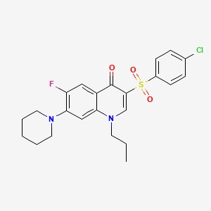 molecular formula C23H24ClFN2O3S B3409531 3-((4-chlorophenyl)sulfonyl)-6-fluoro-7-(piperidin-1-yl)-1-propylquinolin-4(1H)-one CAS No. 892776-33-9