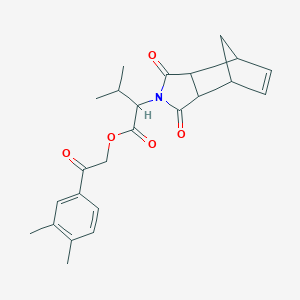 molecular formula C24H27NO5 B340962 2-(3,4-dimethylphenyl)-2-oxoethyl 2-(1,3-dioxo-1,3,3a,4,7,7a-hexahydro-2H-4,7-methanoisoindol-2-yl)-3-methylbutanoate 
