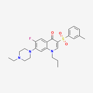 molecular formula C25H30FN3O3S B3409621 7-(4-ethylpiperazin-1-yl)-6-fluoro-1-propyl-3-(m-tolylsulfonyl)quinolin-4(1H)-one CAS No. 892785-35-2