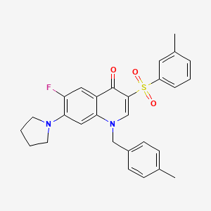 molecular formula C28H27FN2O3S B3409639 6-fluoro-1-(4-methylbenzyl)-7-(pyrrolidin-1-yl)-3-(m-tolylsulfonyl)quinolin-4(1H)-one CAS No. 892786-95-7