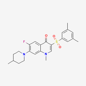 molecular formula C24H27FN2O3S B3409646 3-((3,5-dimethylphenyl)sulfonyl)-6-fluoro-1-methyl-7-(4-methylpiperidin-1-yl)quinolin-4(1H)-one CAS No. 892787-99-4