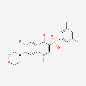 molecular formula C22H23FN2O4S B3409648 3-((3,5-dimethylphenyl)sulfonyl)-6-fluoro-1-methyl-7-morpholinoquinolin-4(1H)-one CAS No. 892788-07-7