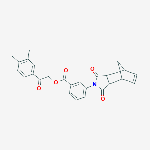 molecular formula C26H23NO5 B340965 2-(3,4-dimethylphenyl)-2-oxoethyl 3-(1,3-dioxo-1,3,3a,4,7,7a-hexahydro-2H-4,7-methanoisoindol-2-yl)benzoate 