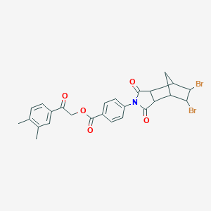 2-(3,4-dimethylphenyl)-2-oxoethyl 4-(5,6-dibromo-1,3-dioxooctahydro-2H-4,7-methanoisoindol-2-yl)benzoate