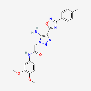 molecular formula C21H21N7O4 B3409671 2-{5-amino-4-[3-(4-methylphenyl)-1,2,4-oxadiazol-5-yl]-1H-1,2,3-triazol-1-yl}-N-(3,4-dimethoxyphenyl)acetamide CAS No. 893308-06-0