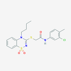 B3409680 2-((4-butyl-1,1-dioxido-4H-benzo[e][1,2,4]thiadiazin-3-yl)thio)-N-(3-chloro-4-methylphenyl)acetamide CAS No. 893790-52-8