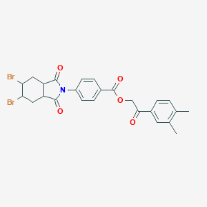 2-(3,4-dimethylphenyl)-2-oxoethyl 4-(5,6-dibromo-1,3-dioxooctahydro-2H-isoindol-2-yl)benzoate