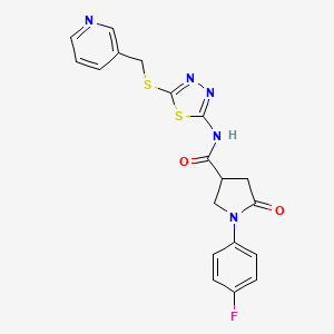 molecular formula C19H16FN5O2S2 B3409702 1-(4-fluorophenyl)-5-oxo-N-(5-((pyridin-3-ylmethyl)thio)-1,3,4-thiadiazol-2-yl)pyrrolidine-3-carboxamide CAS No. 893921-15-8