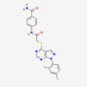 molecular formula C22H20N6O2S B3409716 4-(2-((1-(2,4-dimethylphenyl)-1H-pyrazolo[3,4-d]pyrimidin-4-yl)thio)acetamido)benzamide CAS No. 893928-90-0