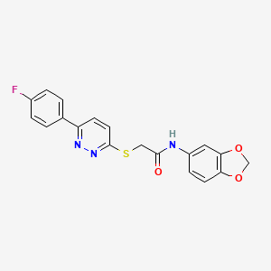 molecular formula C19H14FN3O3S B3409732 N-(benzo[d][1,3]dioxol-5-yl)-2-((6-(4-fluorophenyl)pyridazin-3-yl)thio)acetamide CAS No. 893984-66-2