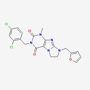 molecular formula C20H17Cl2N5O3 B3409741 2-[(2,4-Dichlorophenyl)methyl]-6-(furan-2-ylmethyl)-4-methyl-7,8-dihydropurino[7,8-a]imidazole-1,3-dione CAS No. 893994-84-8